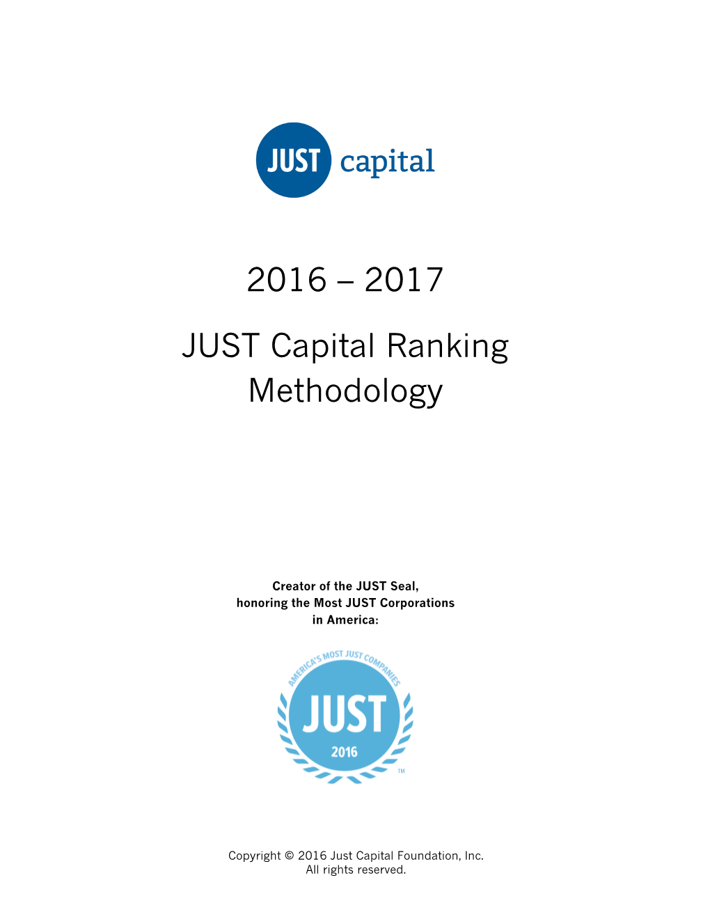 JUST Capital Methodology 11.30.16 FINAL W