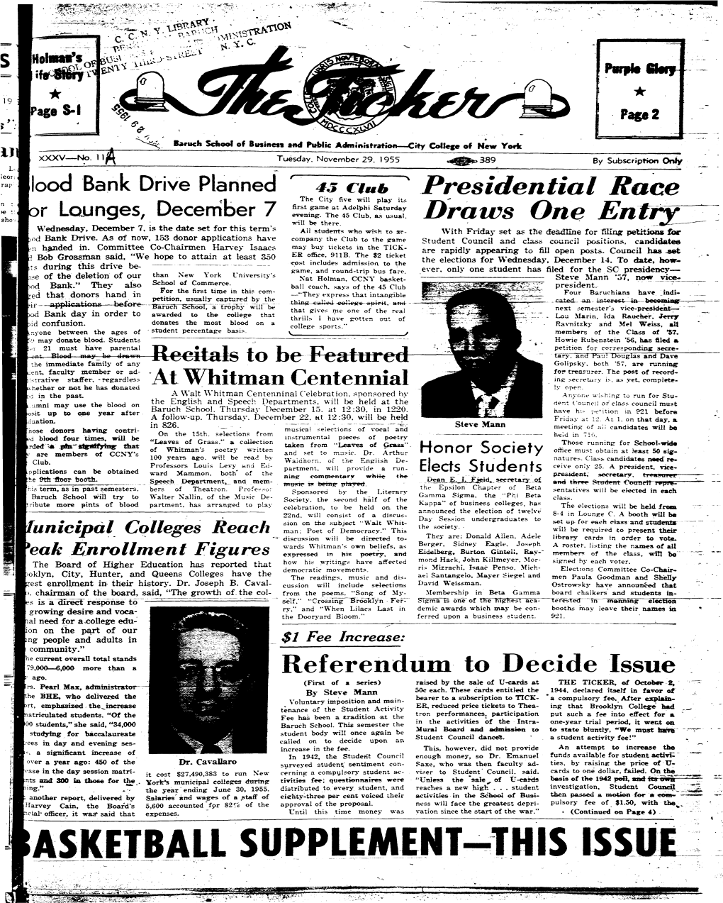 The Ticker, November 29, 1955