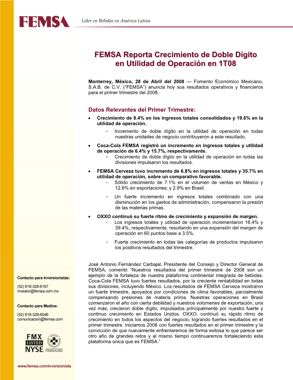 FEMSA Reporte Trimestral