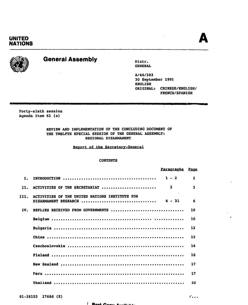 General Assembly Distr