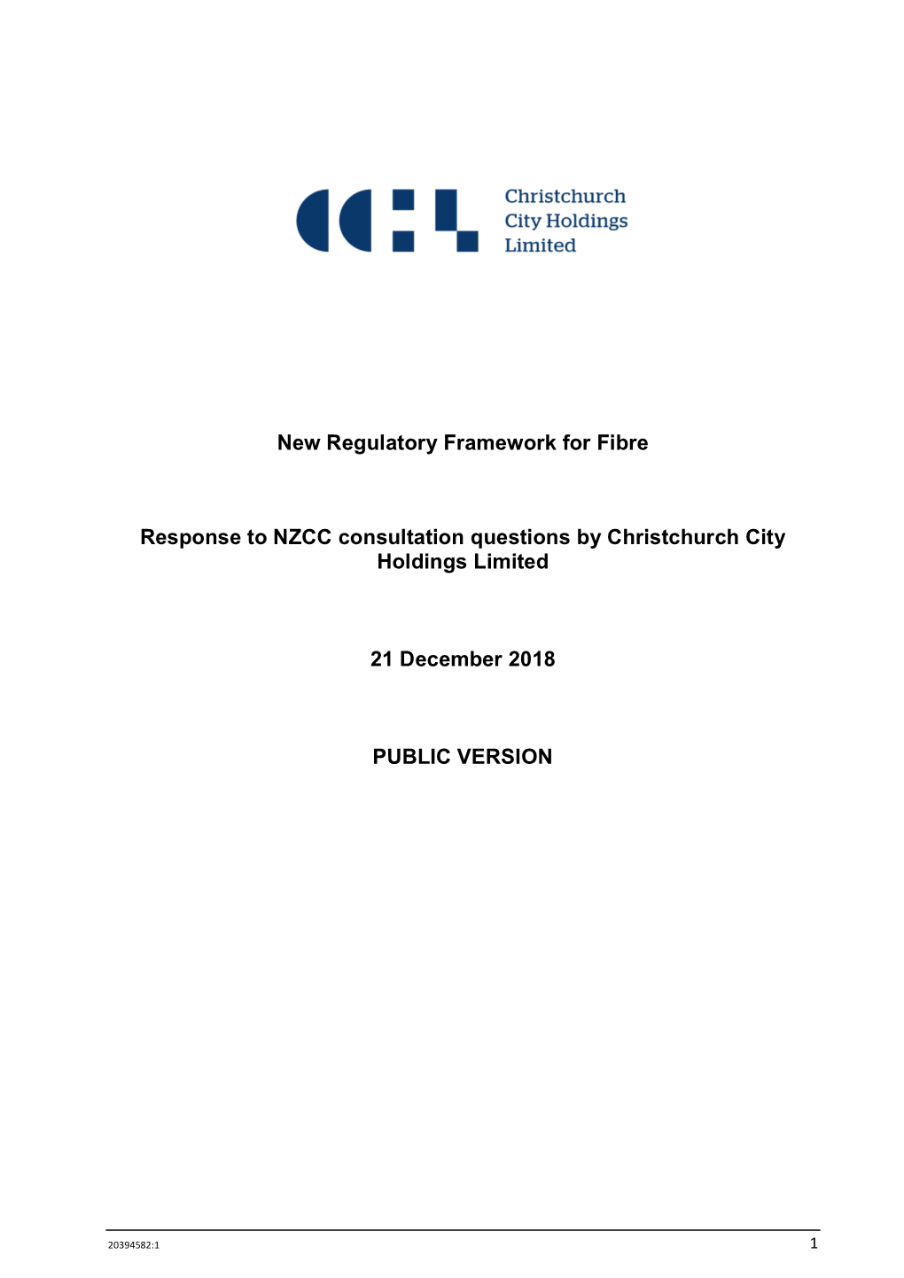 Submission on New Regulatory Framework for Fibre