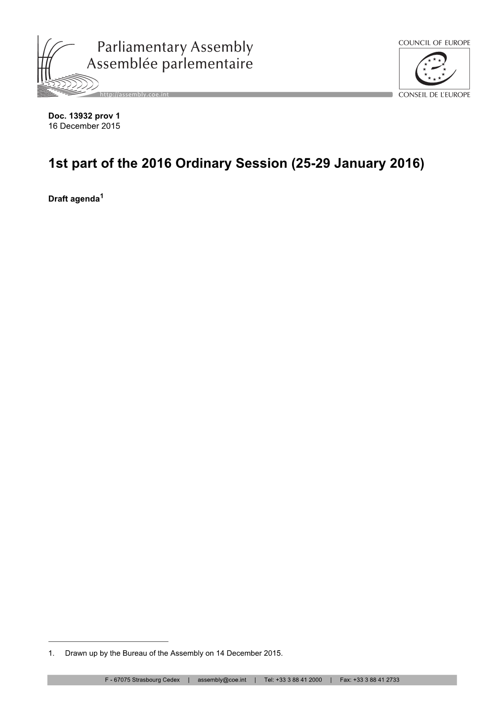 1St Part of the 2016 Ordinary Session (25-29 January 2016)