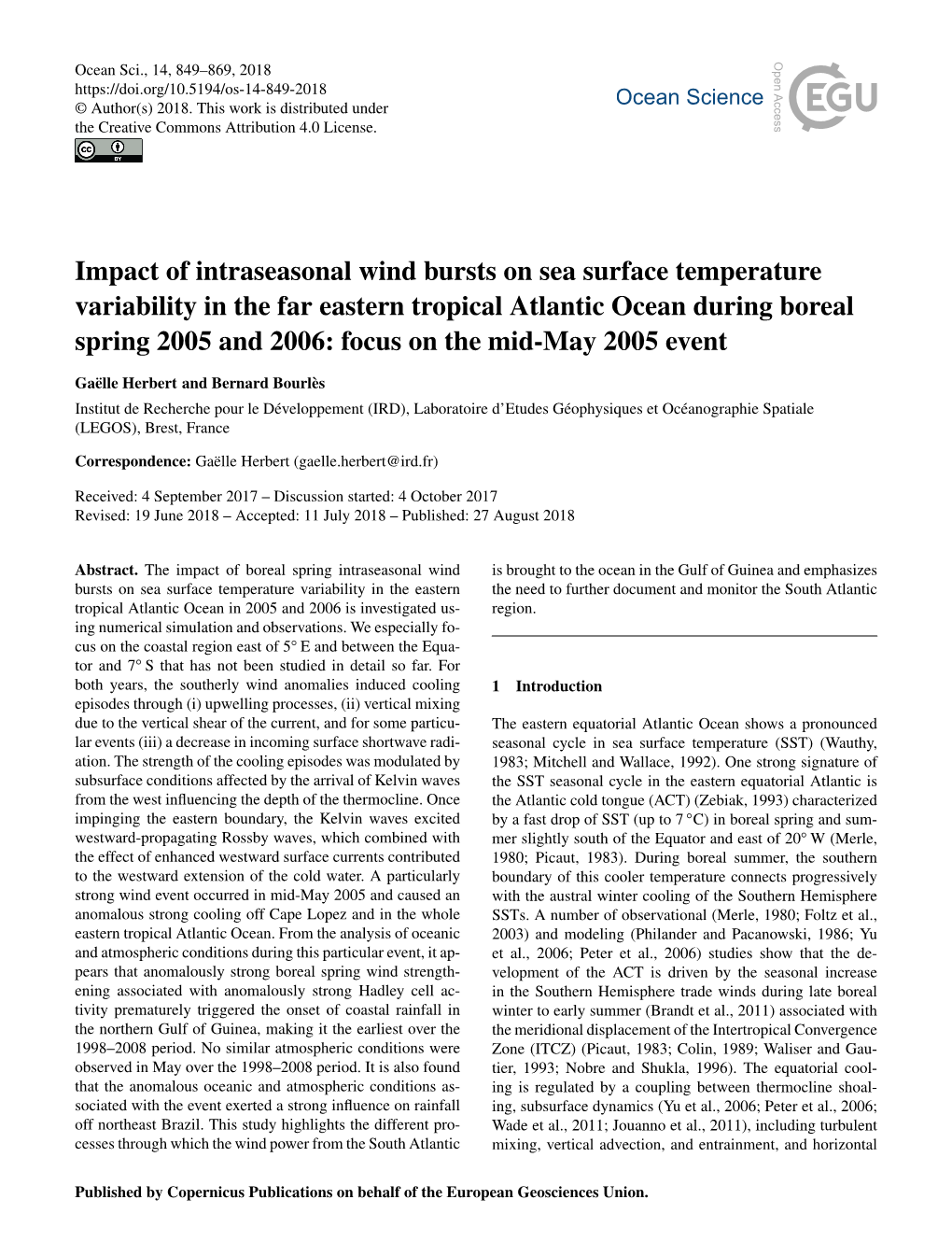 Impact of Intraseasonal Wind Bursts on Sea Surface Temperature Variability