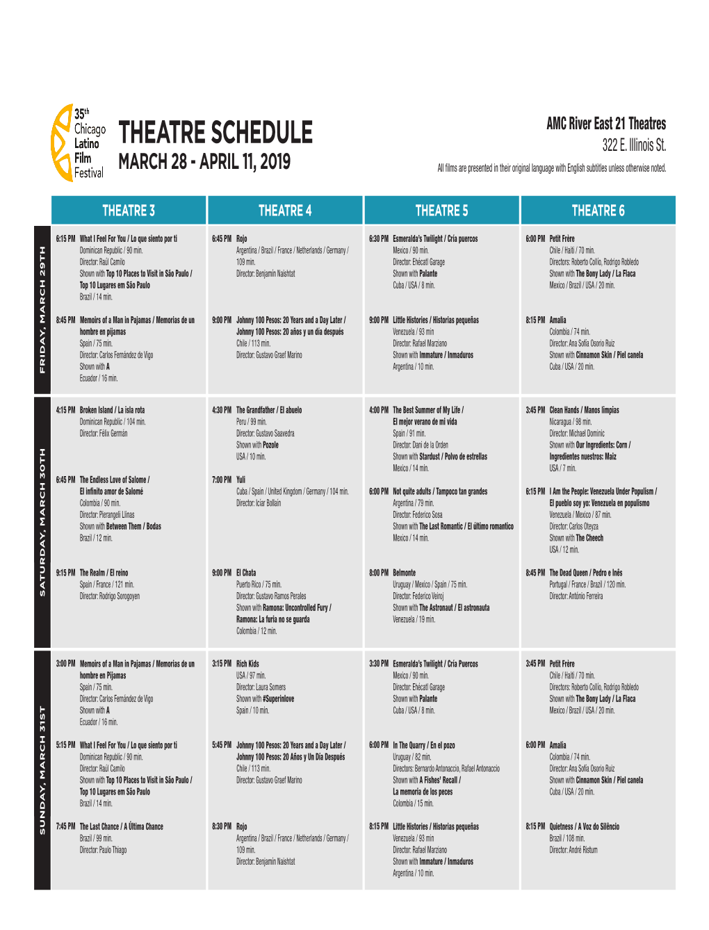 Theatre Schedule 322 E