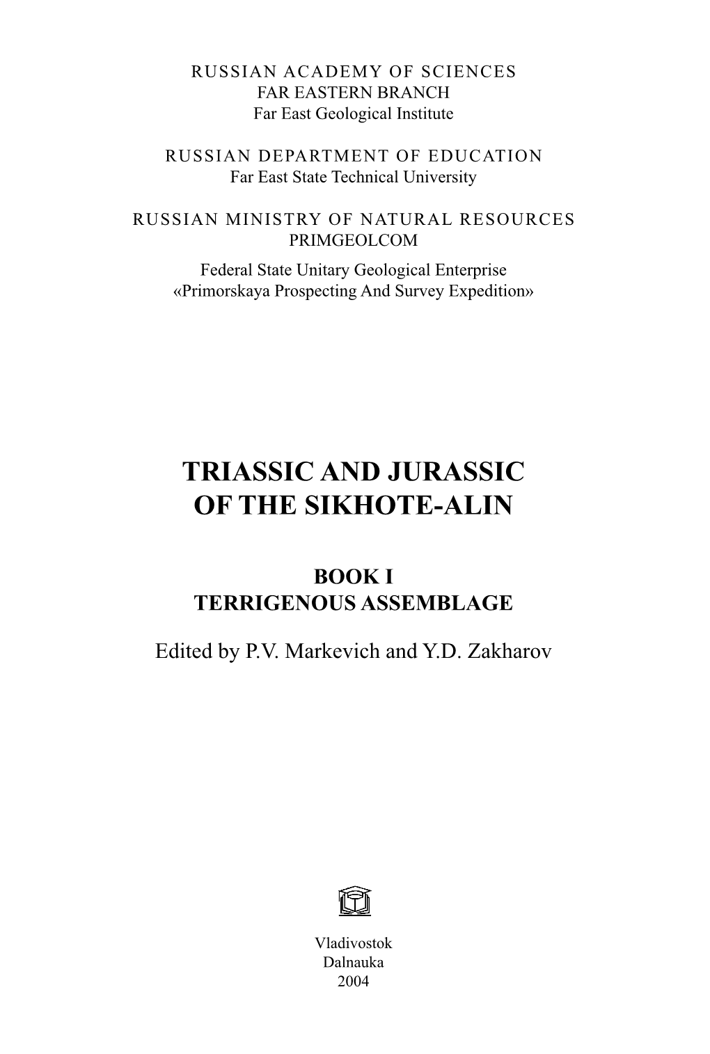 Triassic and Jurassic of the Sikhote-Alin