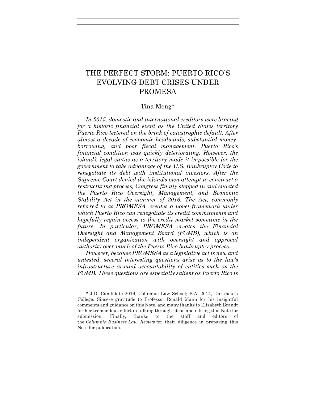 Puerto Rico's Evolving Debt Crises