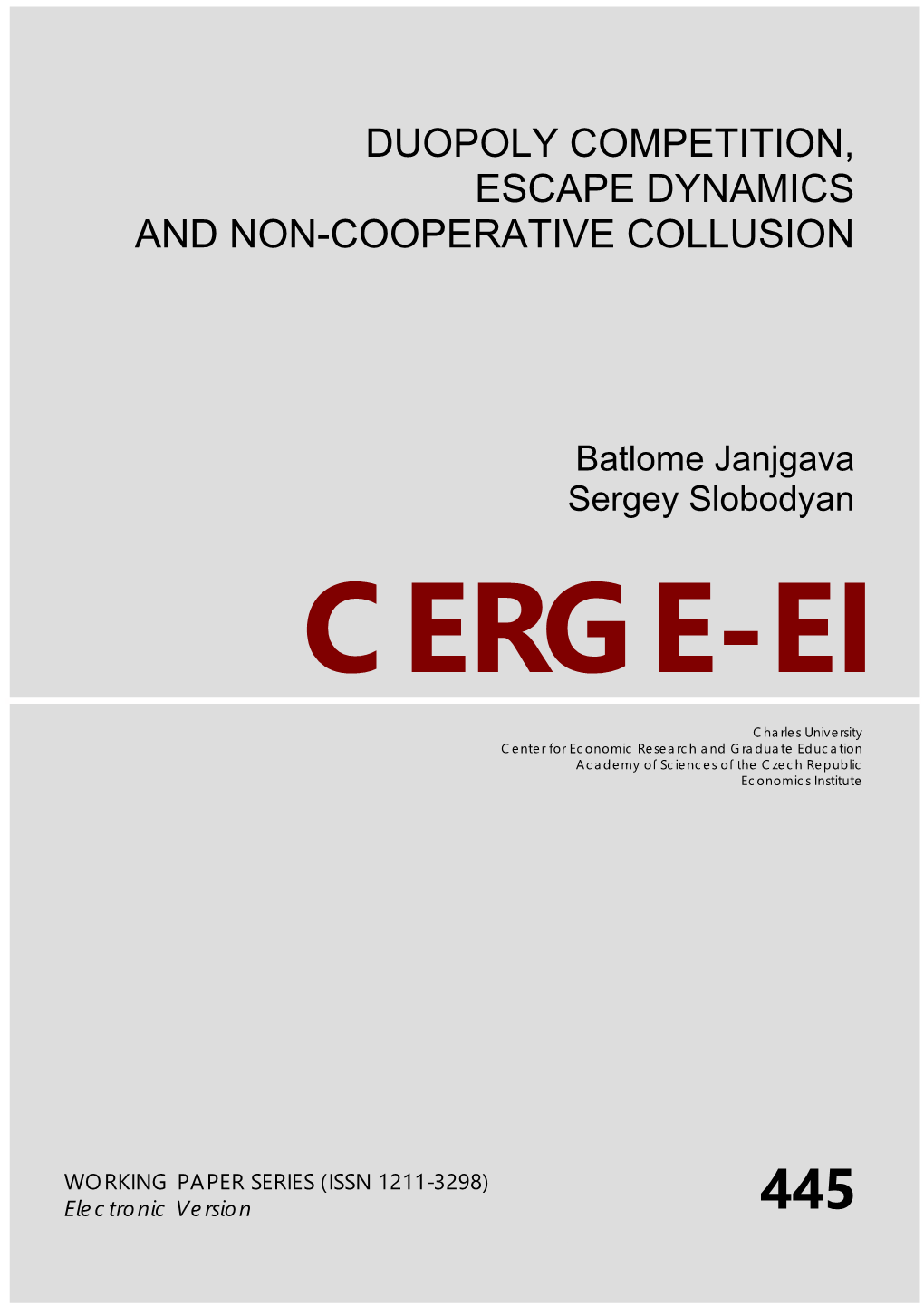 Duopoly Competition, Escape Dynamics and Non-Cooperative Collusion