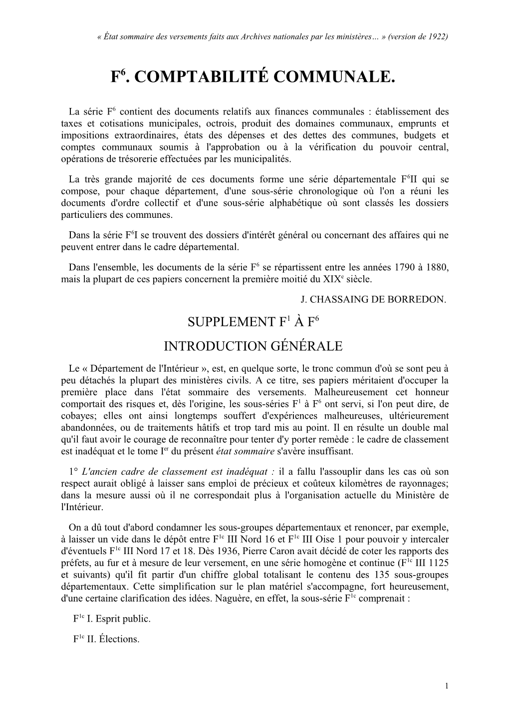 F6. Comptabilité Communale