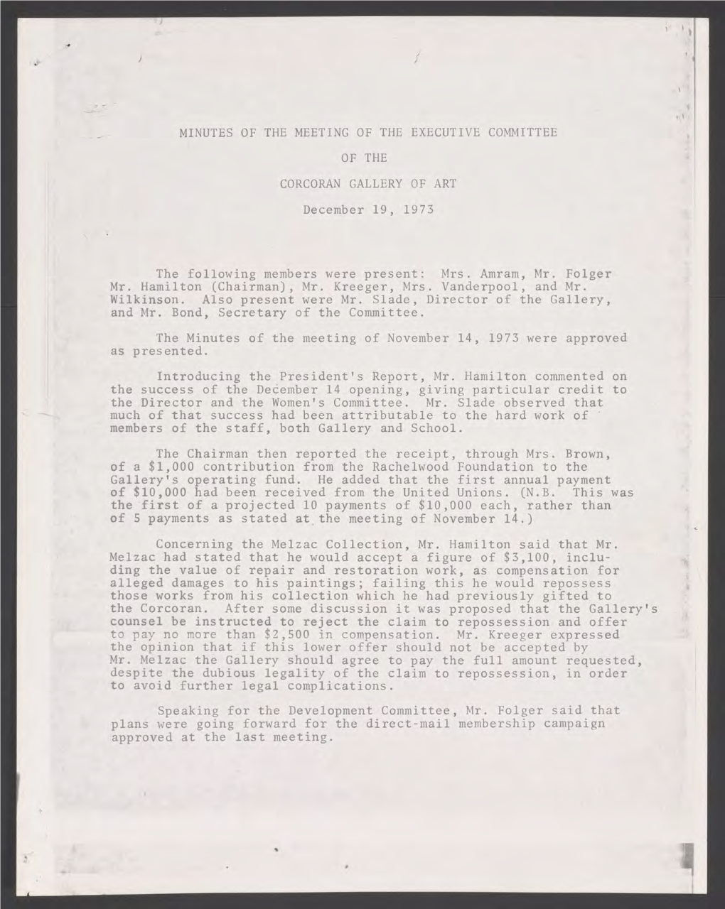 Minutes of the Meeting of the Executive Committee