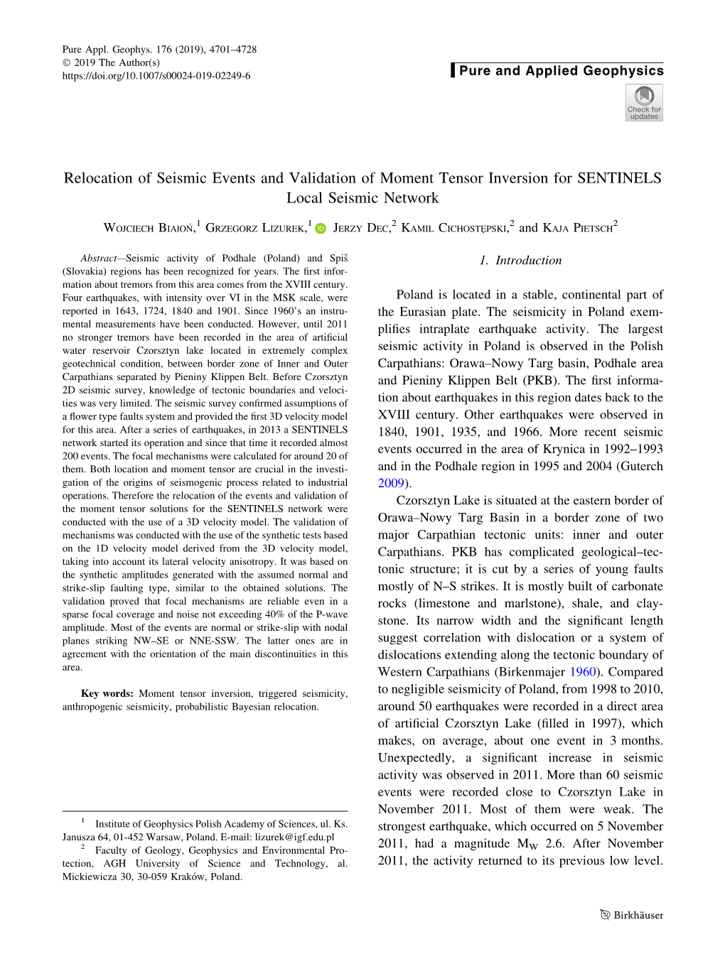 Relocation of Seismic Events and Validation of Moment Tensor Inversion for SENTINELS Local Seismic Network