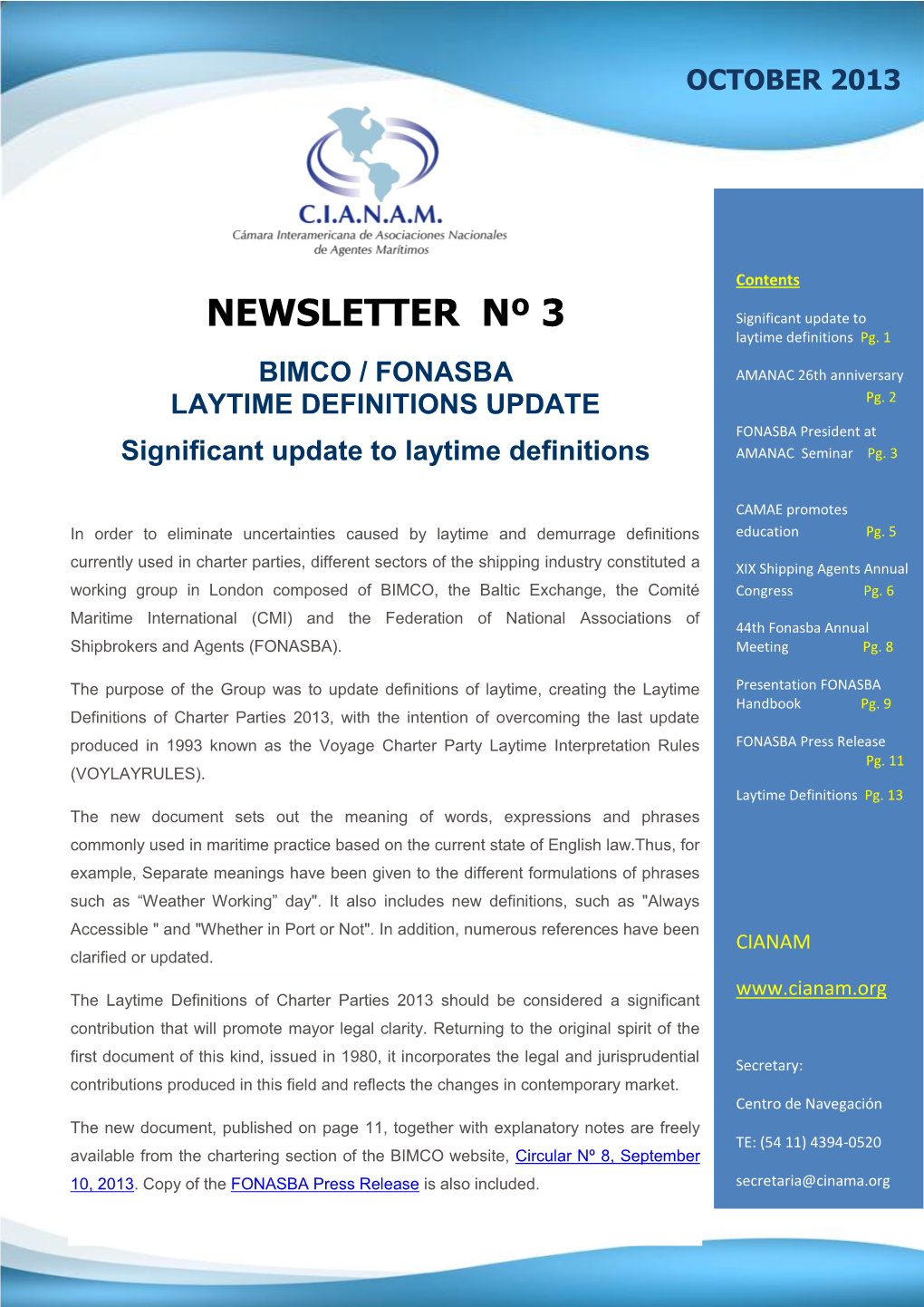 Newsletter Nº 3 – October 2013