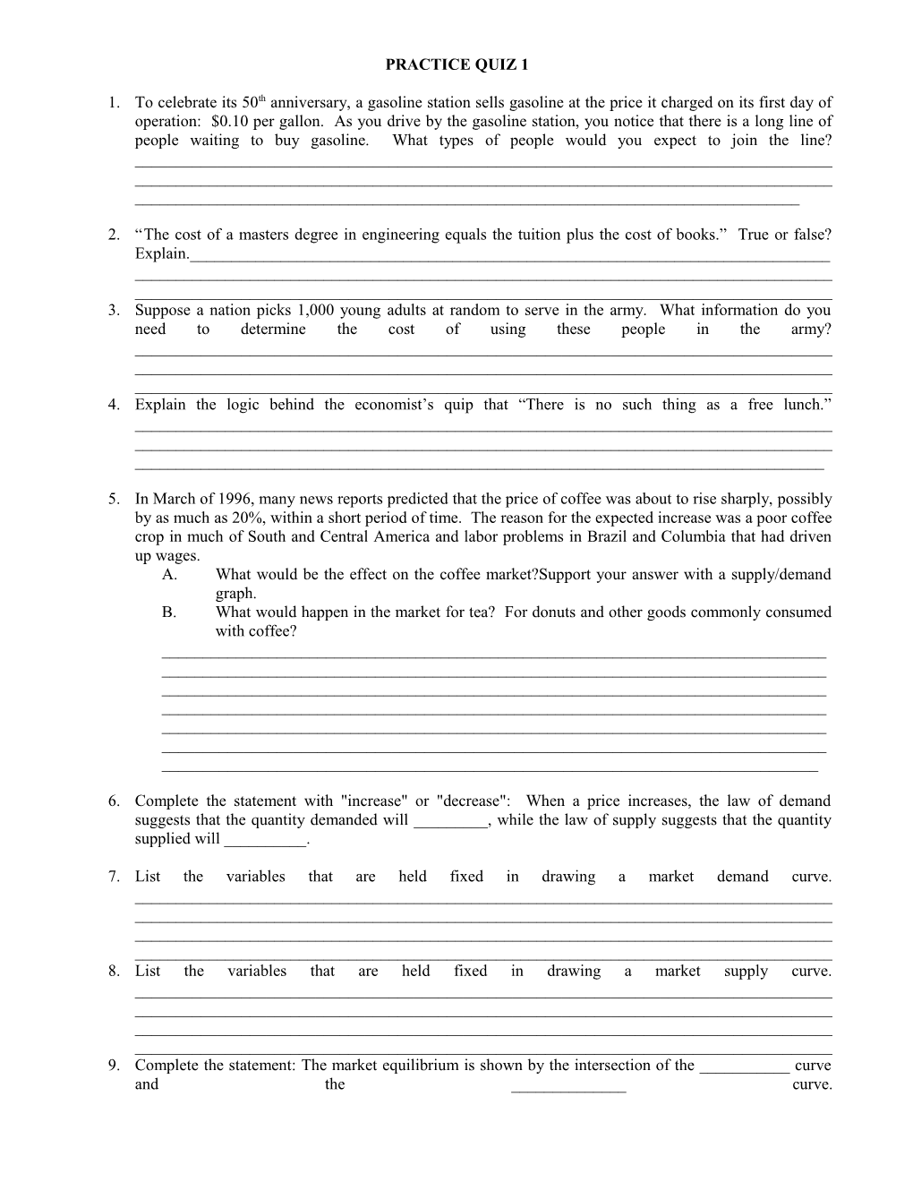 Principles Of Macroeconomics Practice Quiz