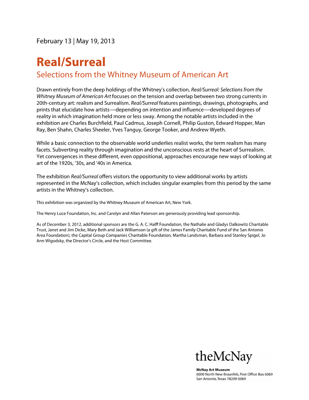 Real/Surreal Selections from the Whitney Museum of American Art