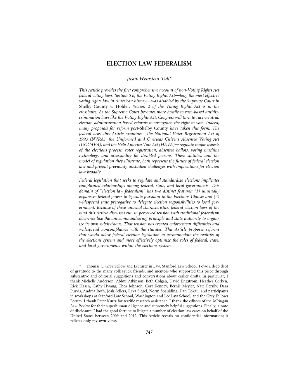 Election Law Federalism