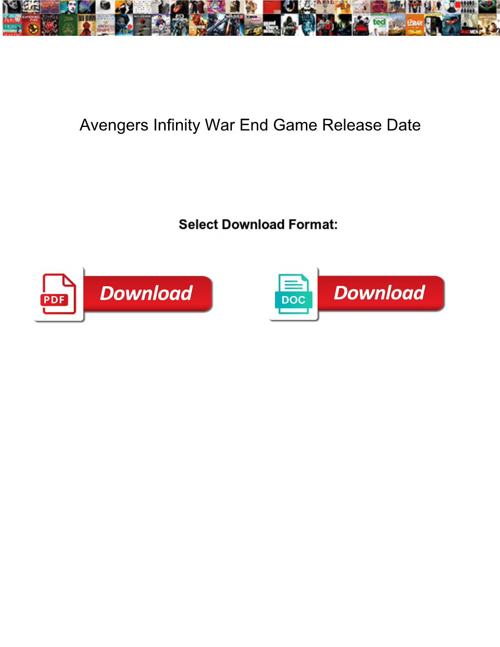 Avengers Infinity War End Game Release Date