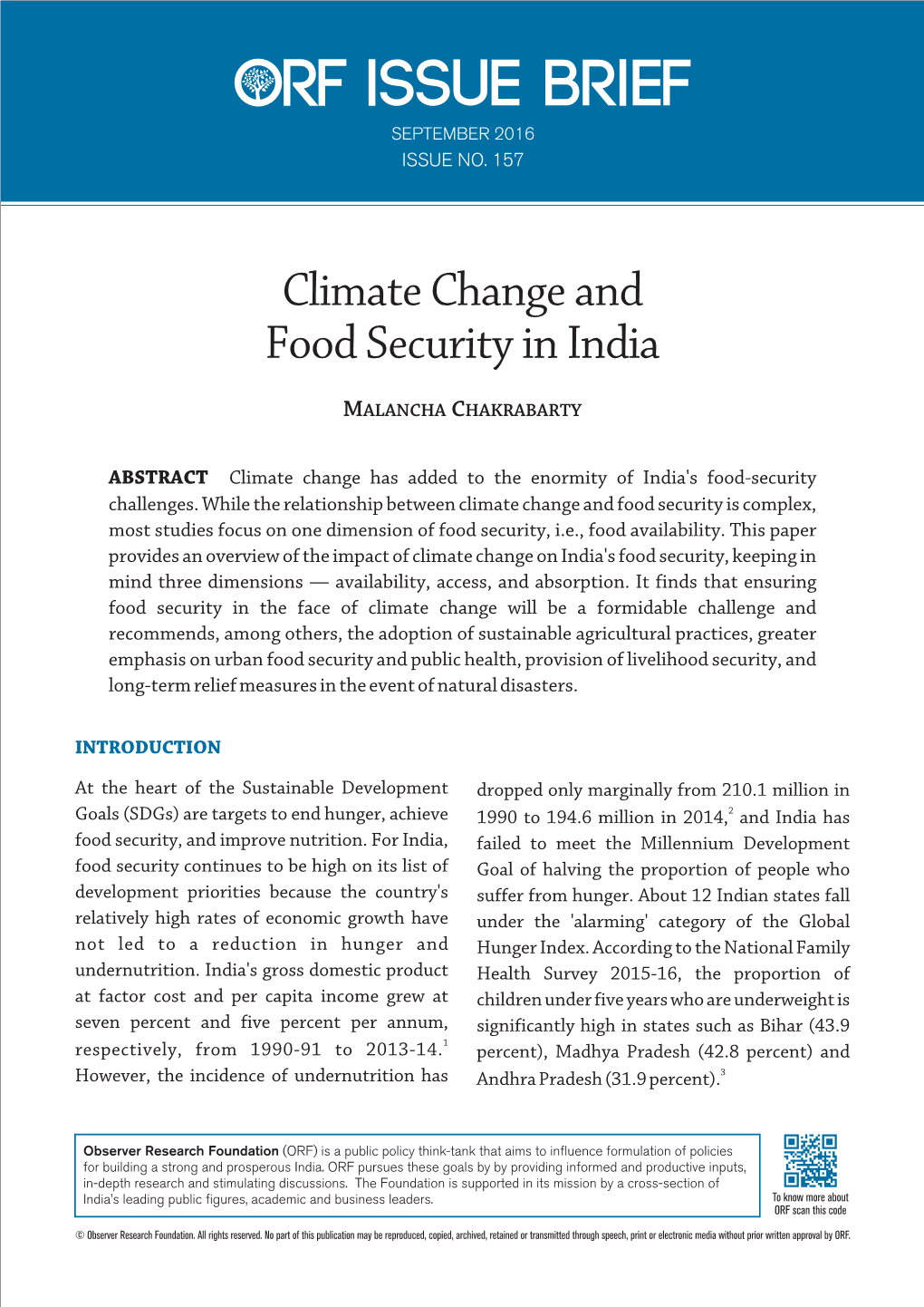 Climate Change and Food Security in India