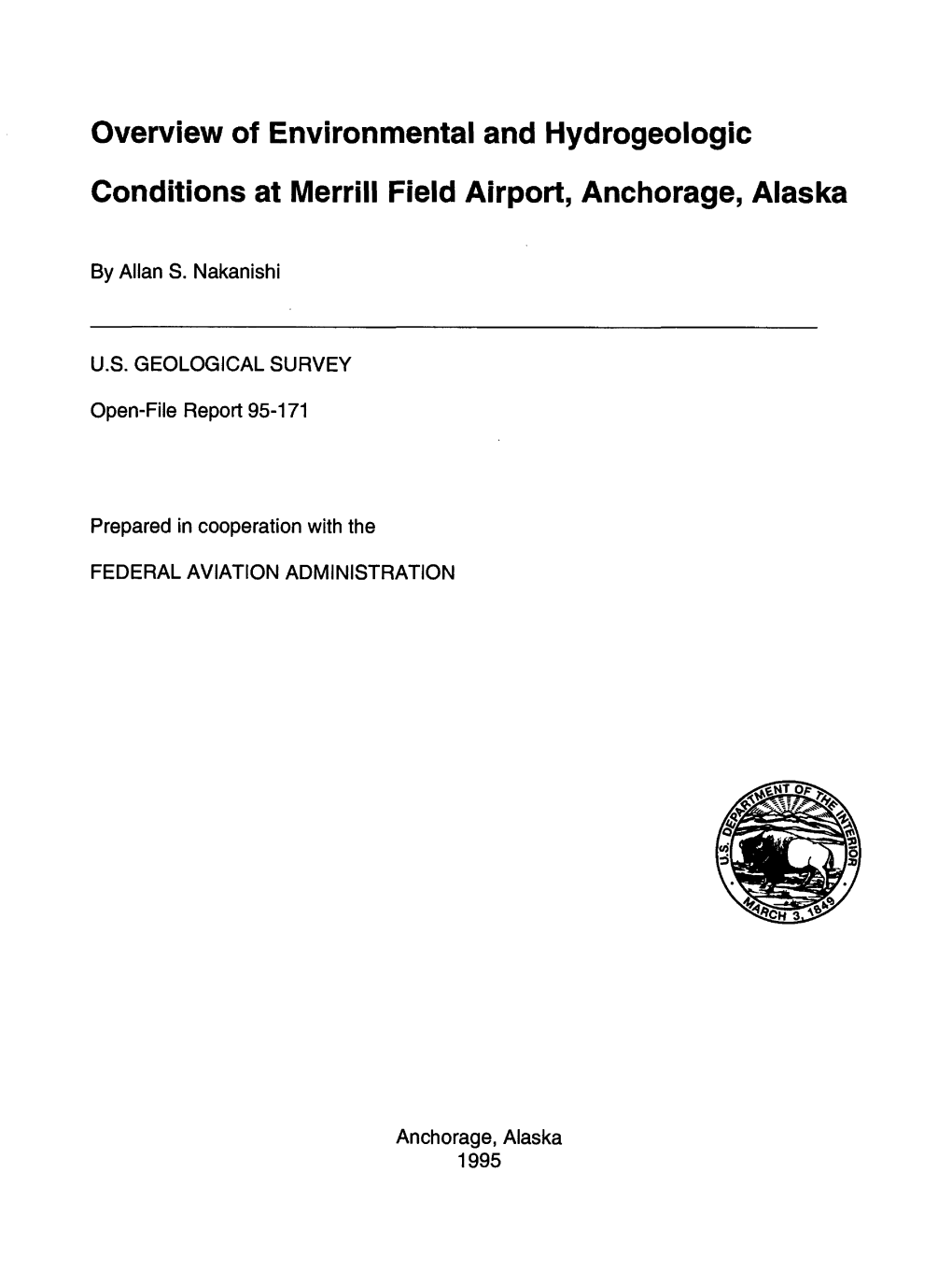 Overview of Environmental and Hydrogeologic Conditions at Merrill Field Airport, Anchorage, Alaska