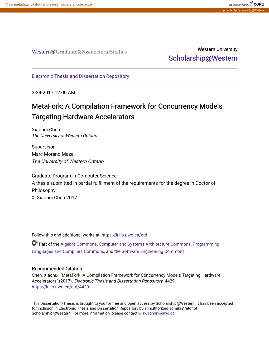 Metafork: a Compilation Framework for Concurrency Models Targeting Hardware Accelerators