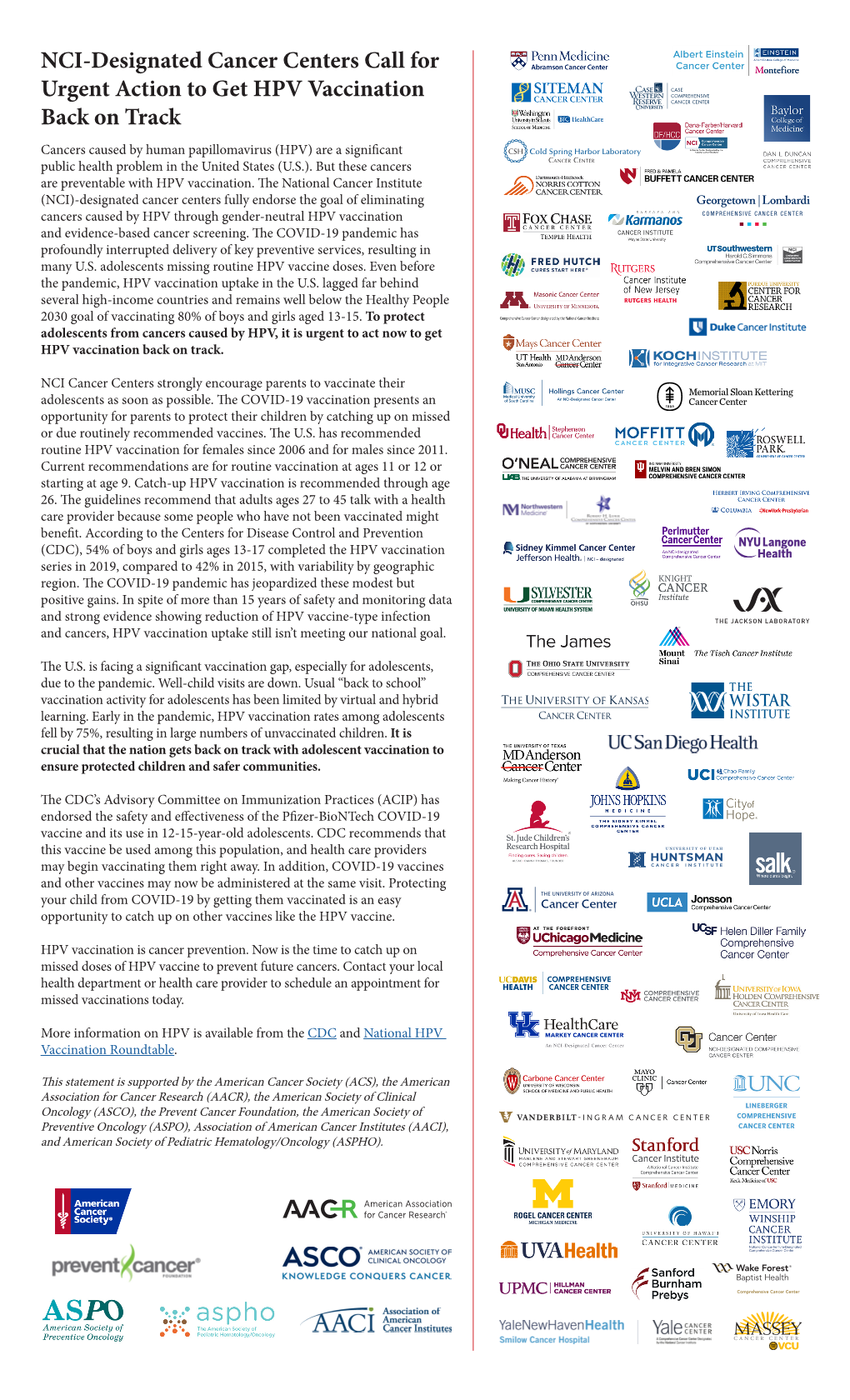 NCI HPV Statement Designed