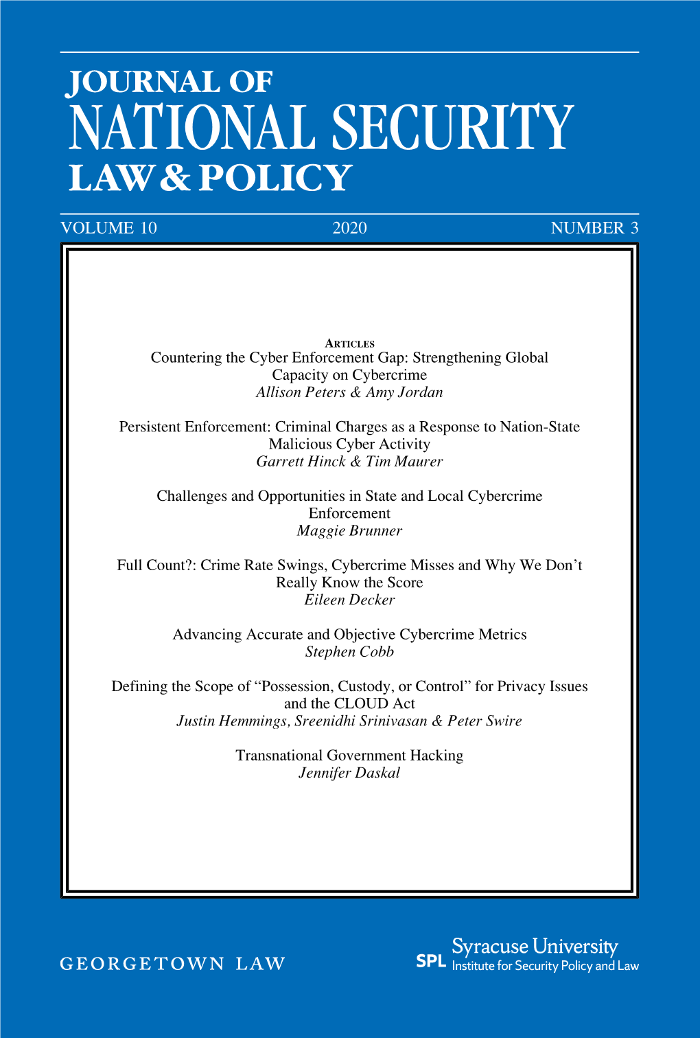 Journal of National Security Law & Policy