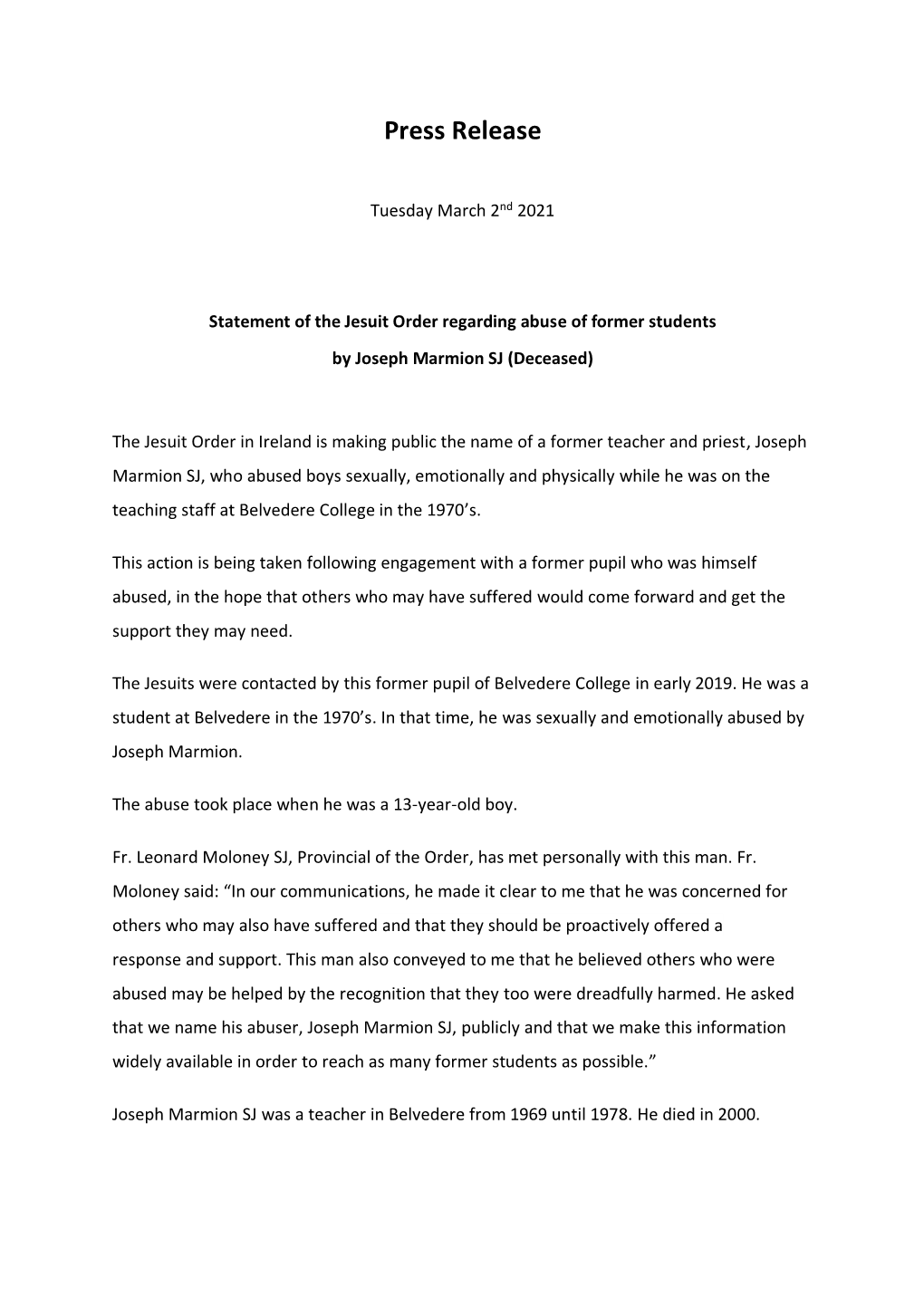 Press Release