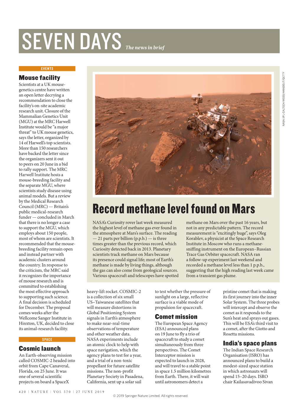 Record Methane Level Found on Mars