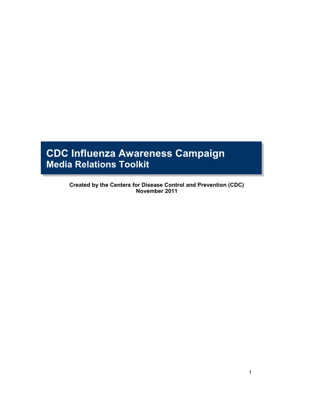 CDC Influenza Awareness Campaign Media Relations Toolkit