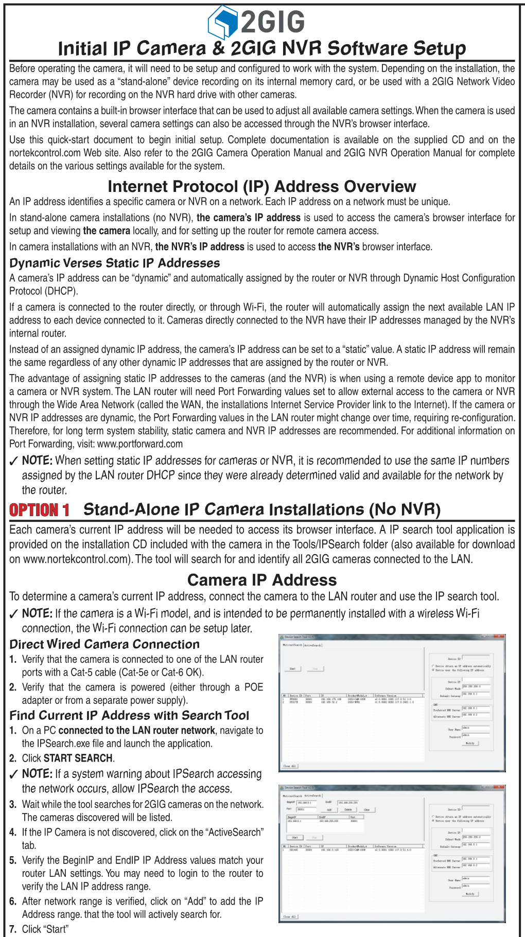 Initial IP Camera & 2GIG NVR Software Setup