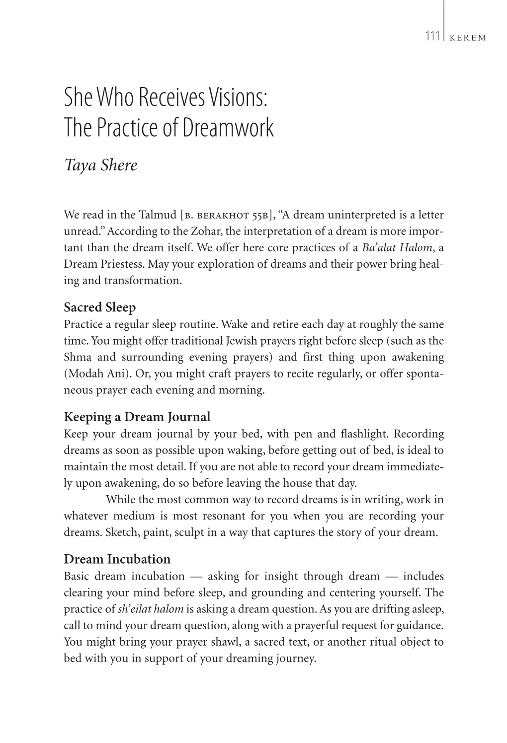 The Practice of Dreamwork Taya Shere