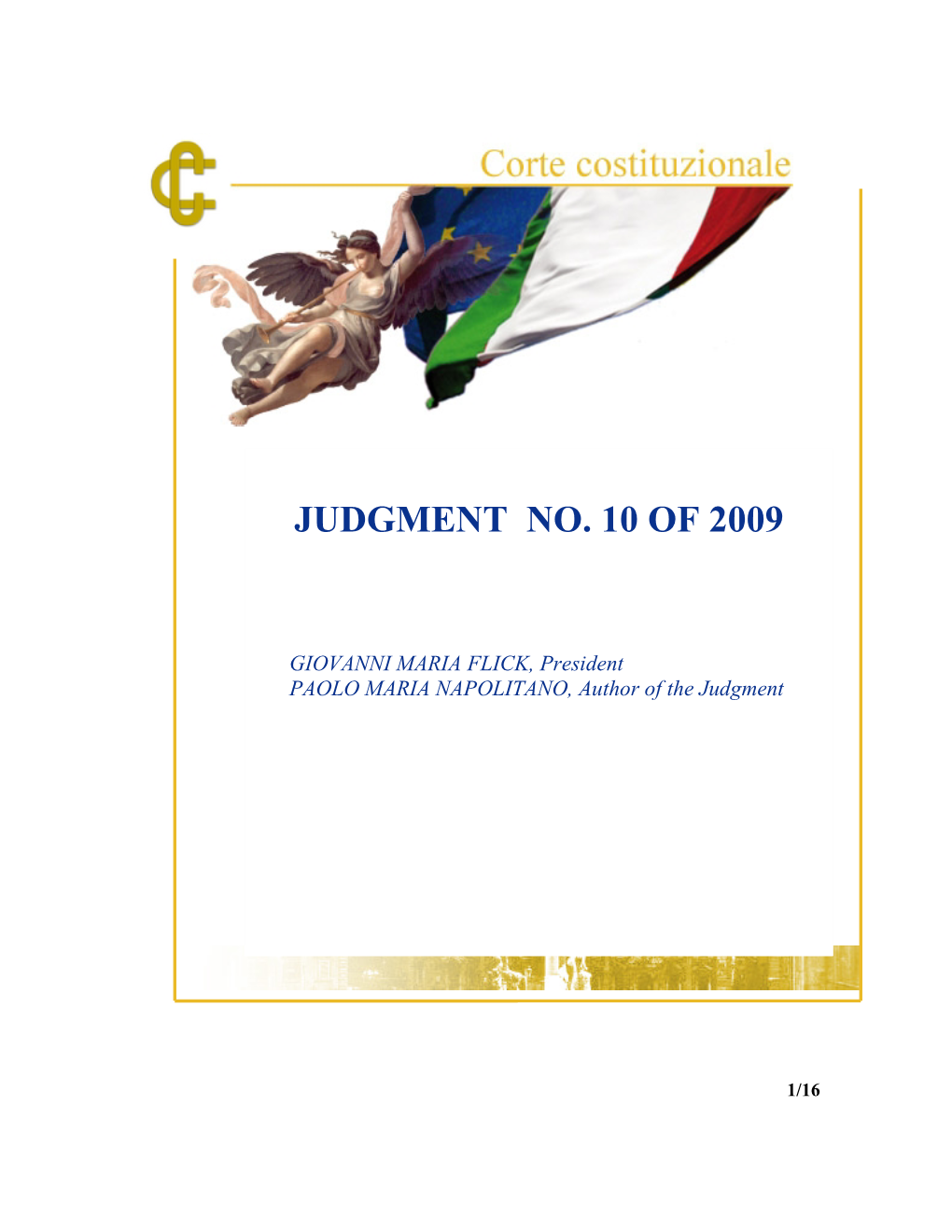 Judgment No. 10 of 2009