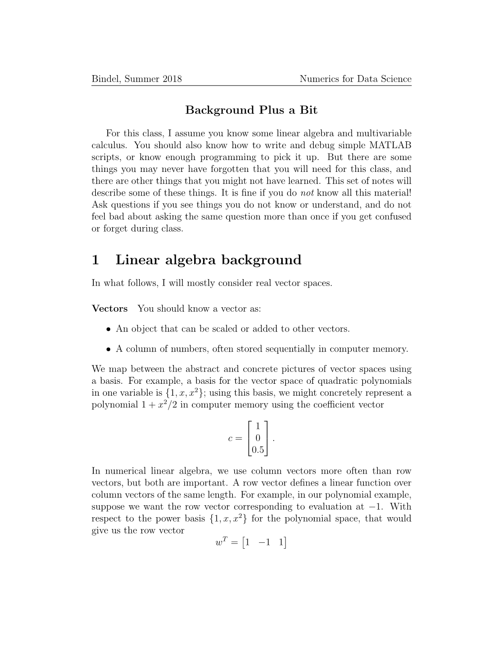 1 Linear Algebra Background
