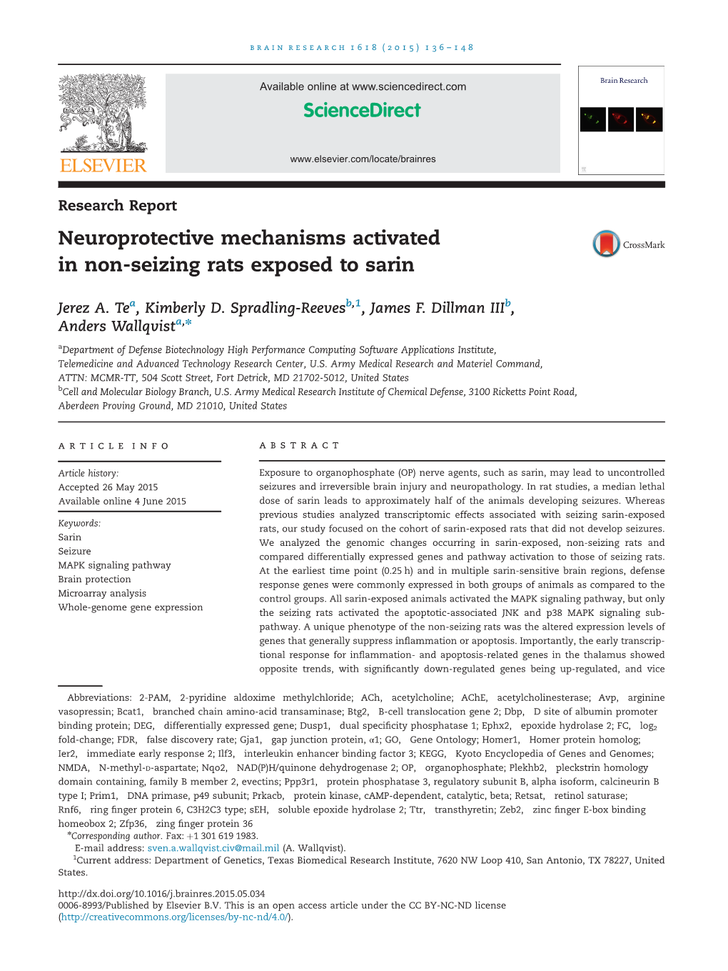 Neuroprotective Mechanisms Activated in Non-Seizing Rats Exposed to Sarin