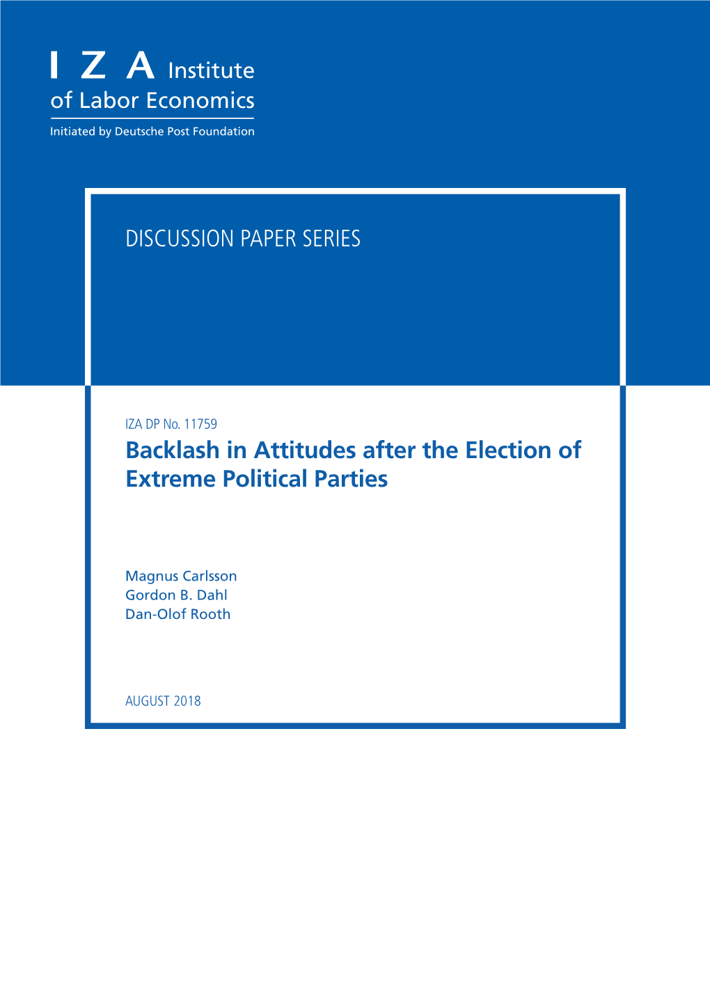 Backlash in Attitudes After the Election of Extreme Political Parties