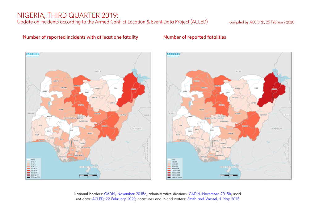 Nigeria, Third Quarter 2019: Update on Incidents According to the Armed Conflict Location & Event Data Project