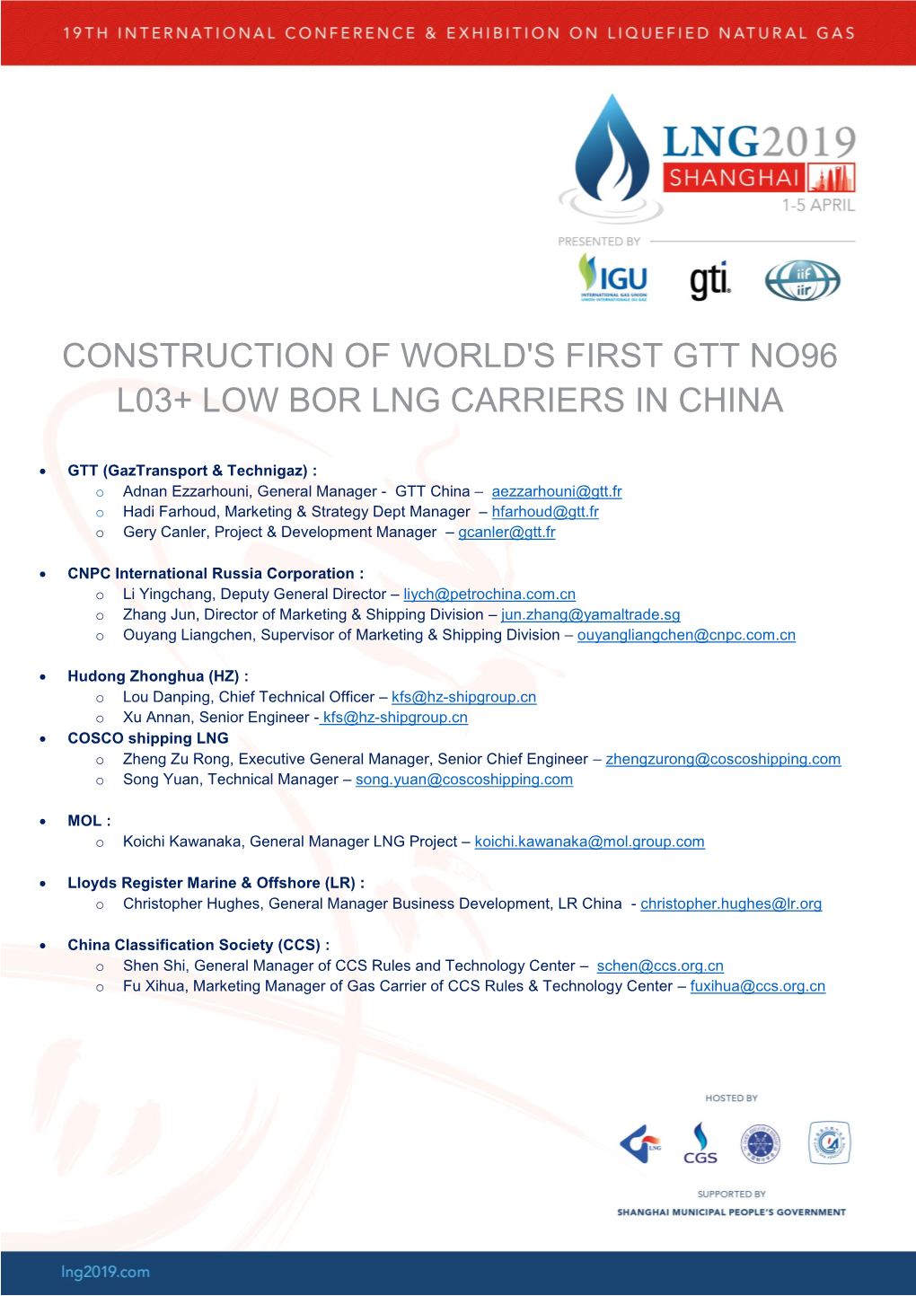 Construction of World's First GTT NO96 L03+ Low BOR LNG Carriers in China