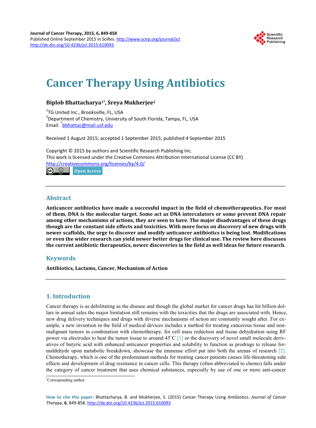 Cancer Therapy Using Antibiotics