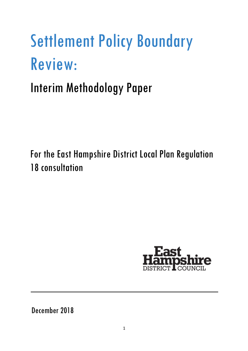 Interim Settlement Policy Boundary Review