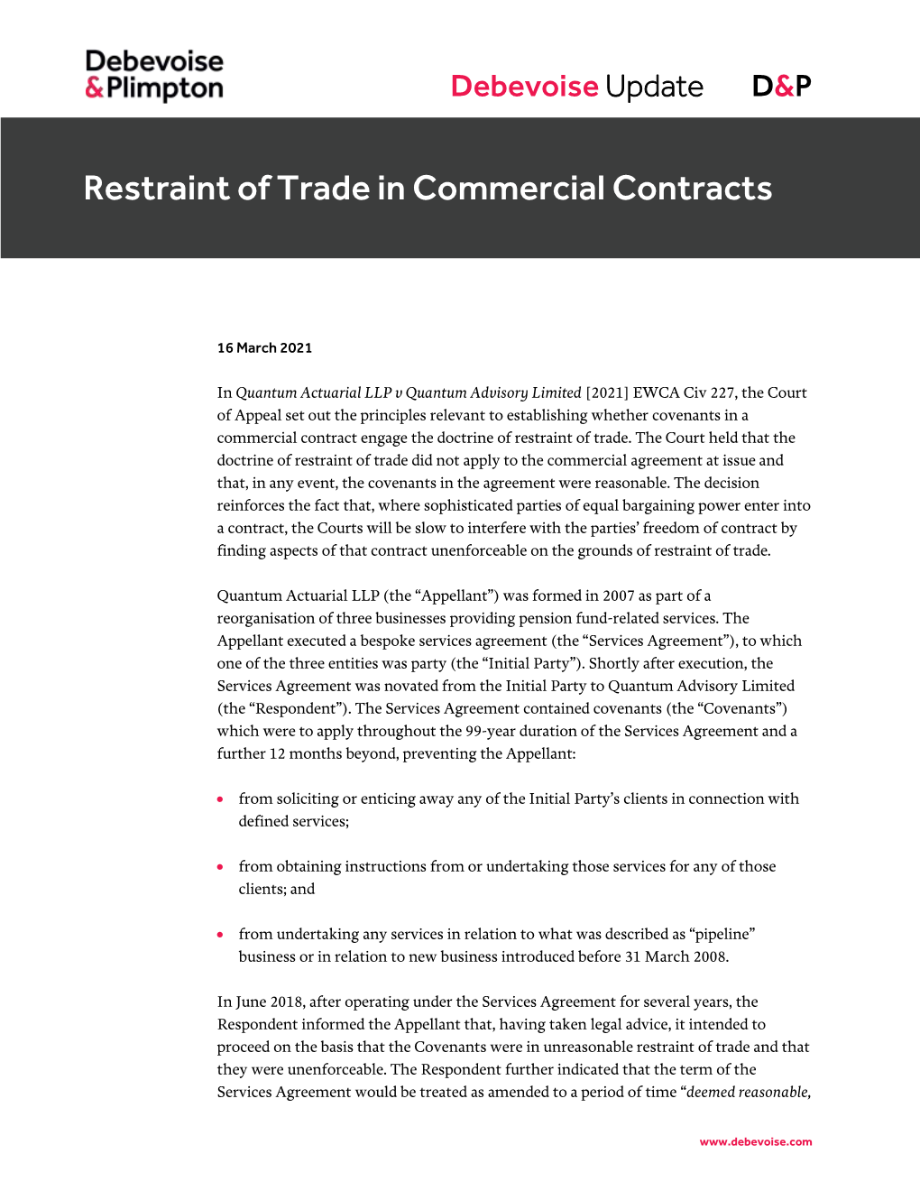 Restraint of Trade in Commercial Contracts