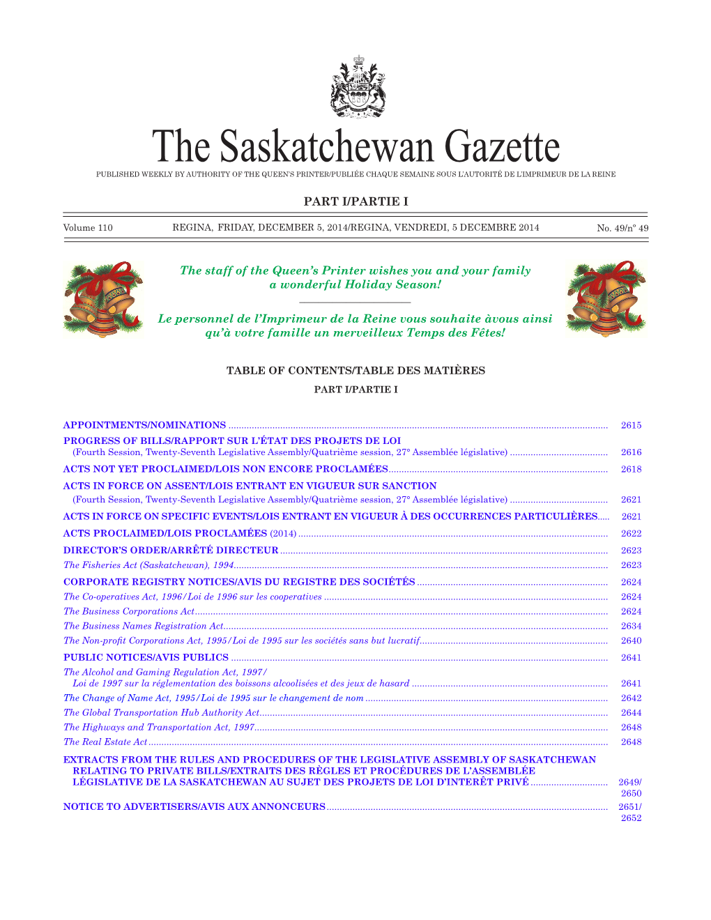 The Saskatchewan Gazette