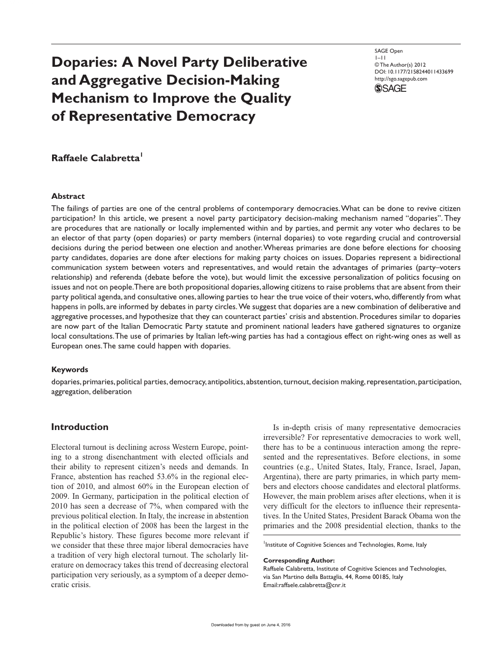 Doparies: a Novel Party Deliberative and Aggregative Decision-Making