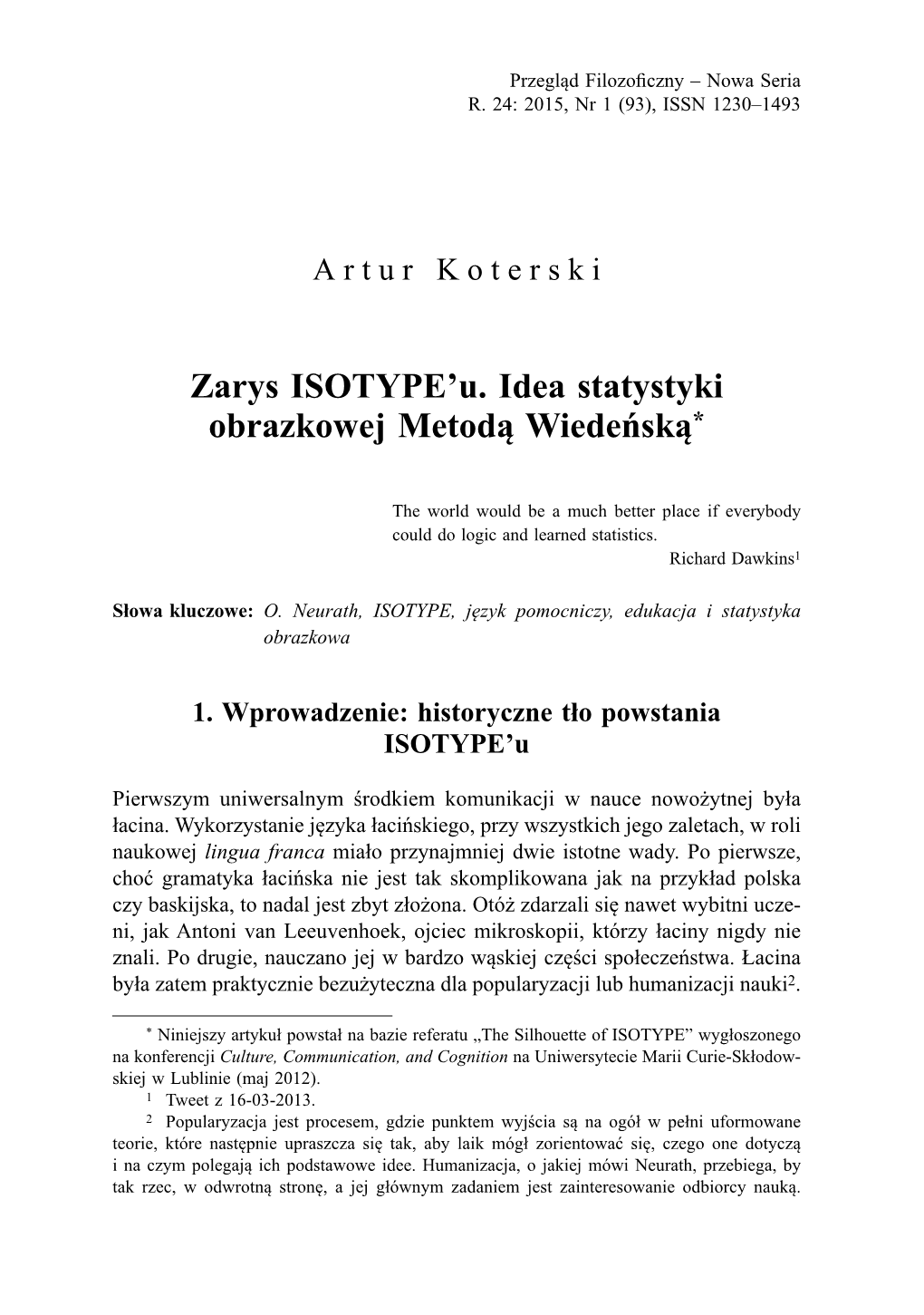 Zarys ISOTYPE'u. Idea Statystyki Obrazkowej Metodą Wiedeńską