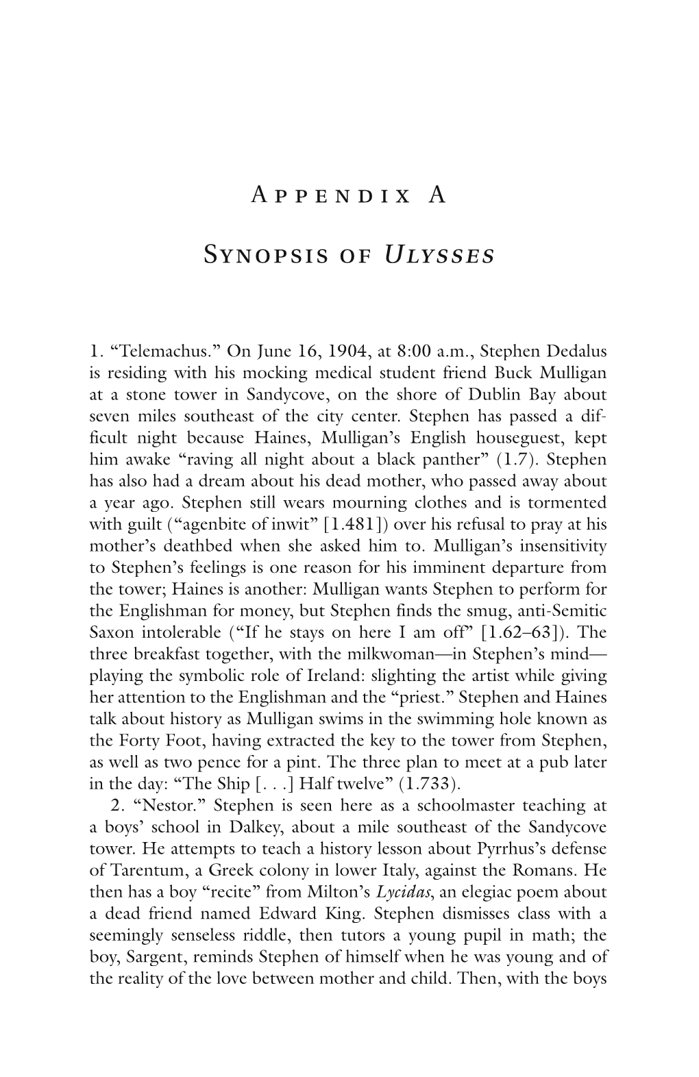 Synopsis of Ulysses