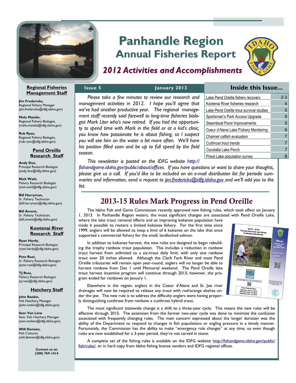 Panhandle Region Annual Fisheries Report