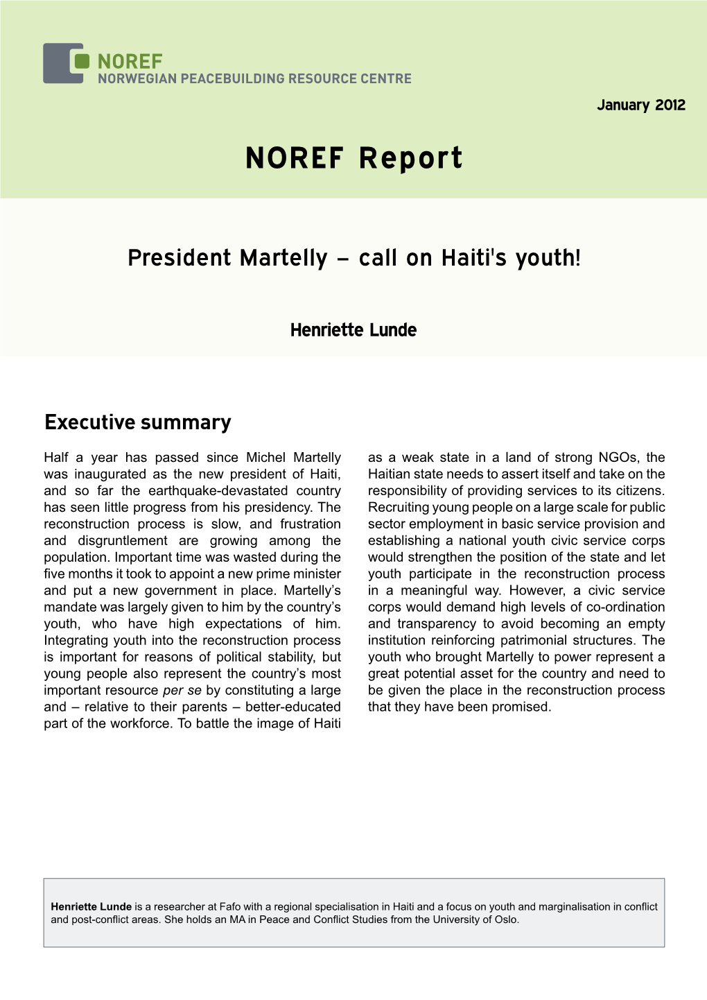 President Martelly – Call on Haiti's Youth!