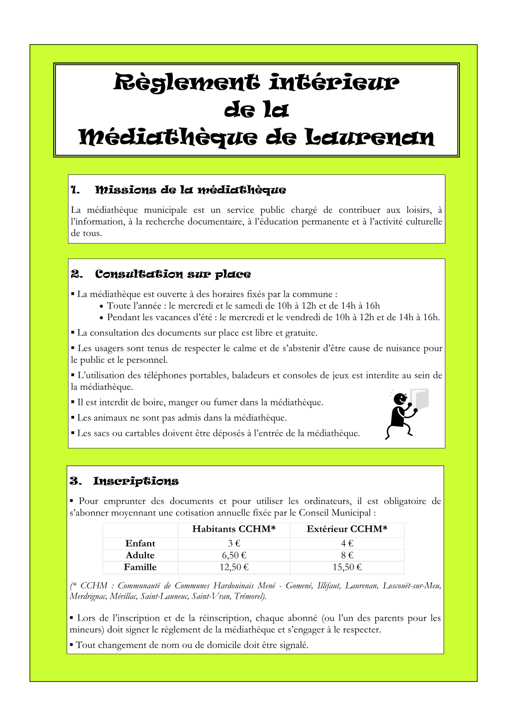 Règlement Intérieur De La Médiathèque De Laurenan