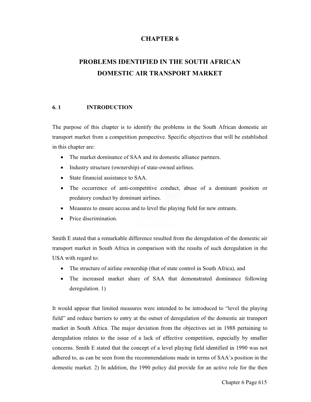 Chapter 6 Problems Identified in the South African Domestic Air Transport