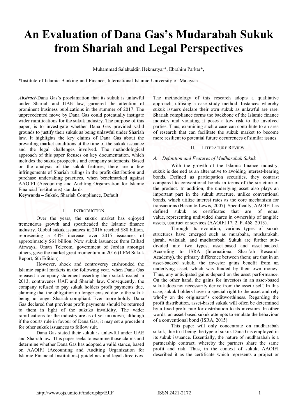 An Evaluation of Dana Gas's Mudarabah Sukuk from Shariah