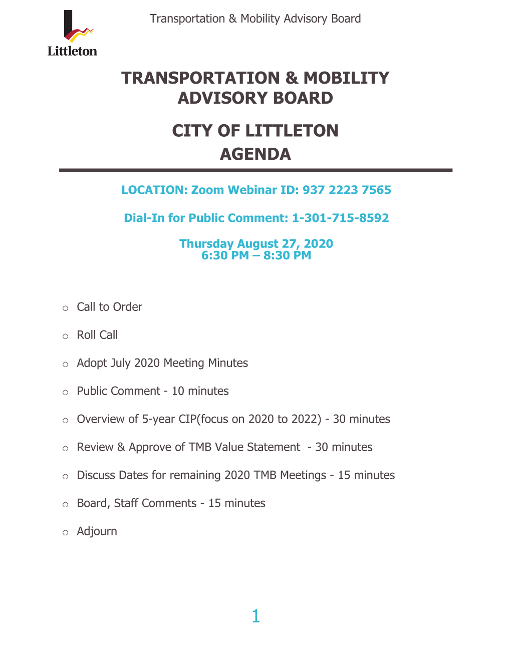 Transportation & Mobility Advisory Board City Of