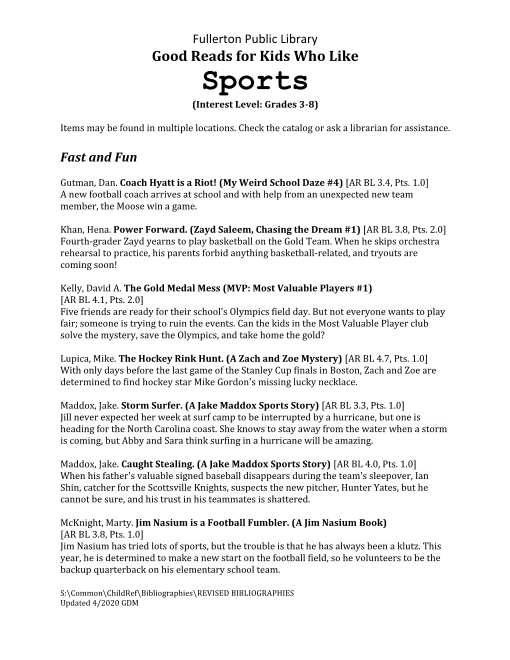 Sports List.Pdf