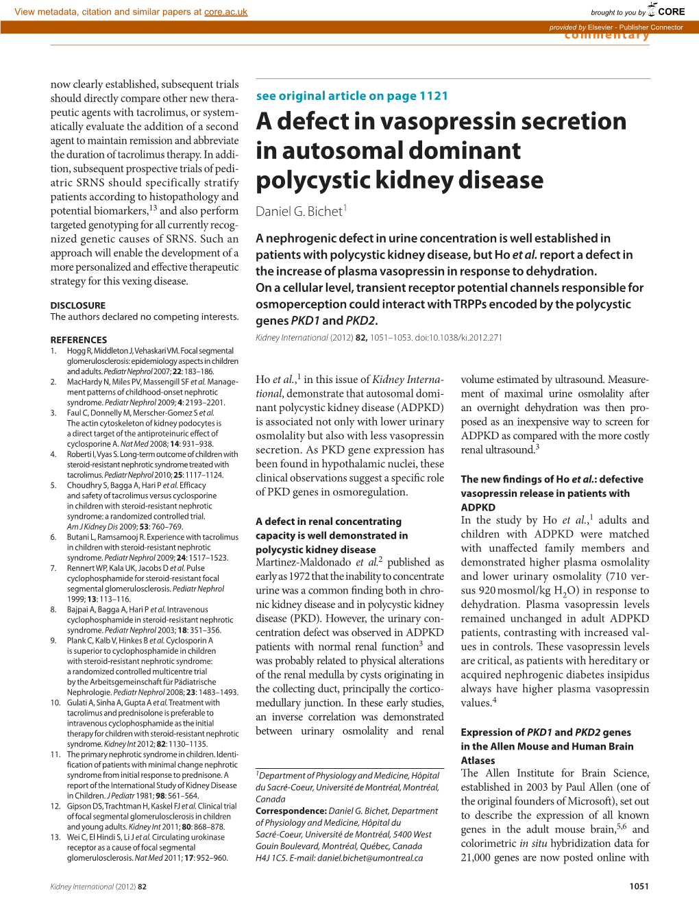 A Defect in Vasopressin Secretion in Autosomal Dominant Polycystic Kidney Disease